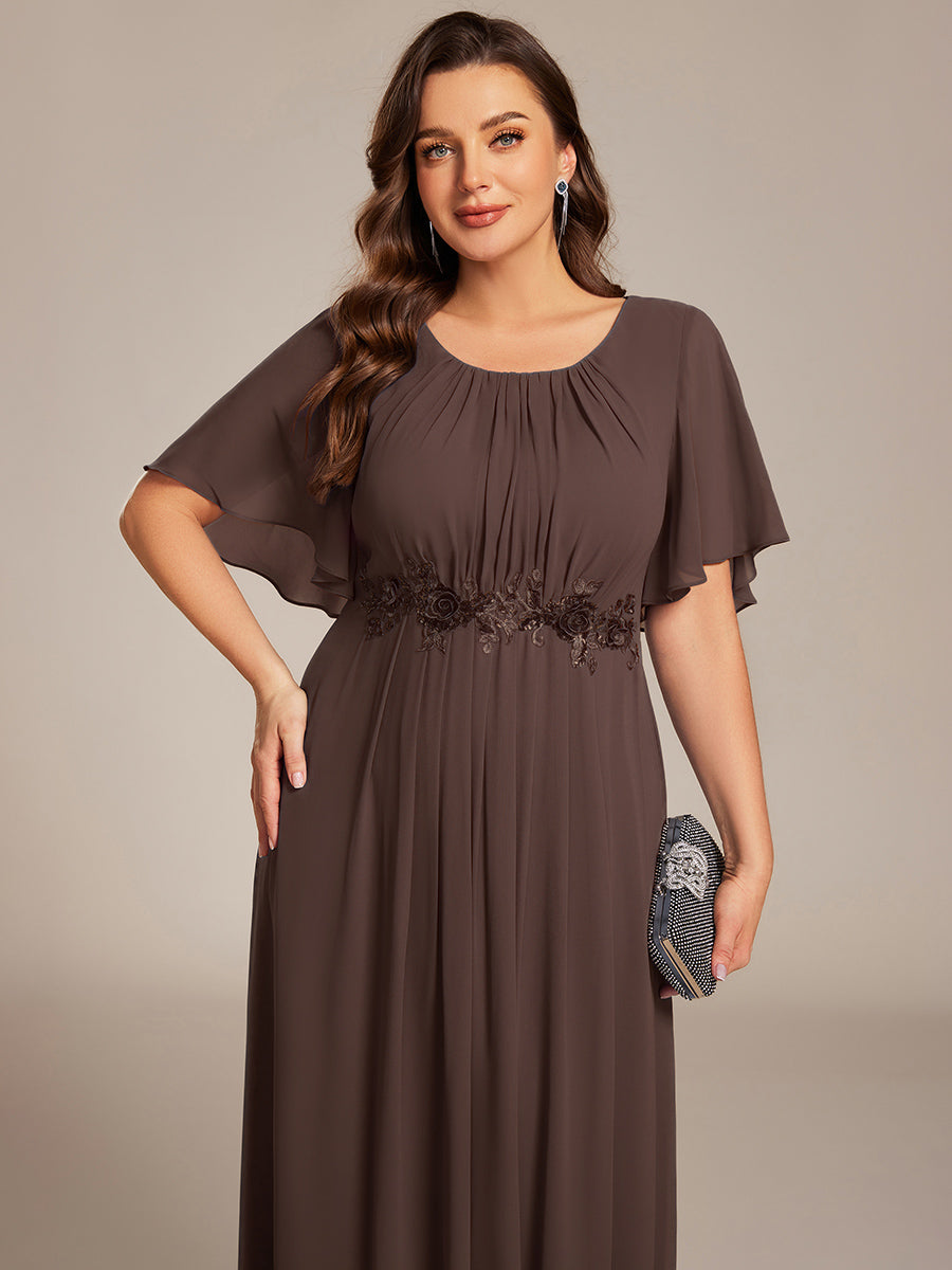 ASPYN|Pleated Applique Maxi Bridesmaid Dress