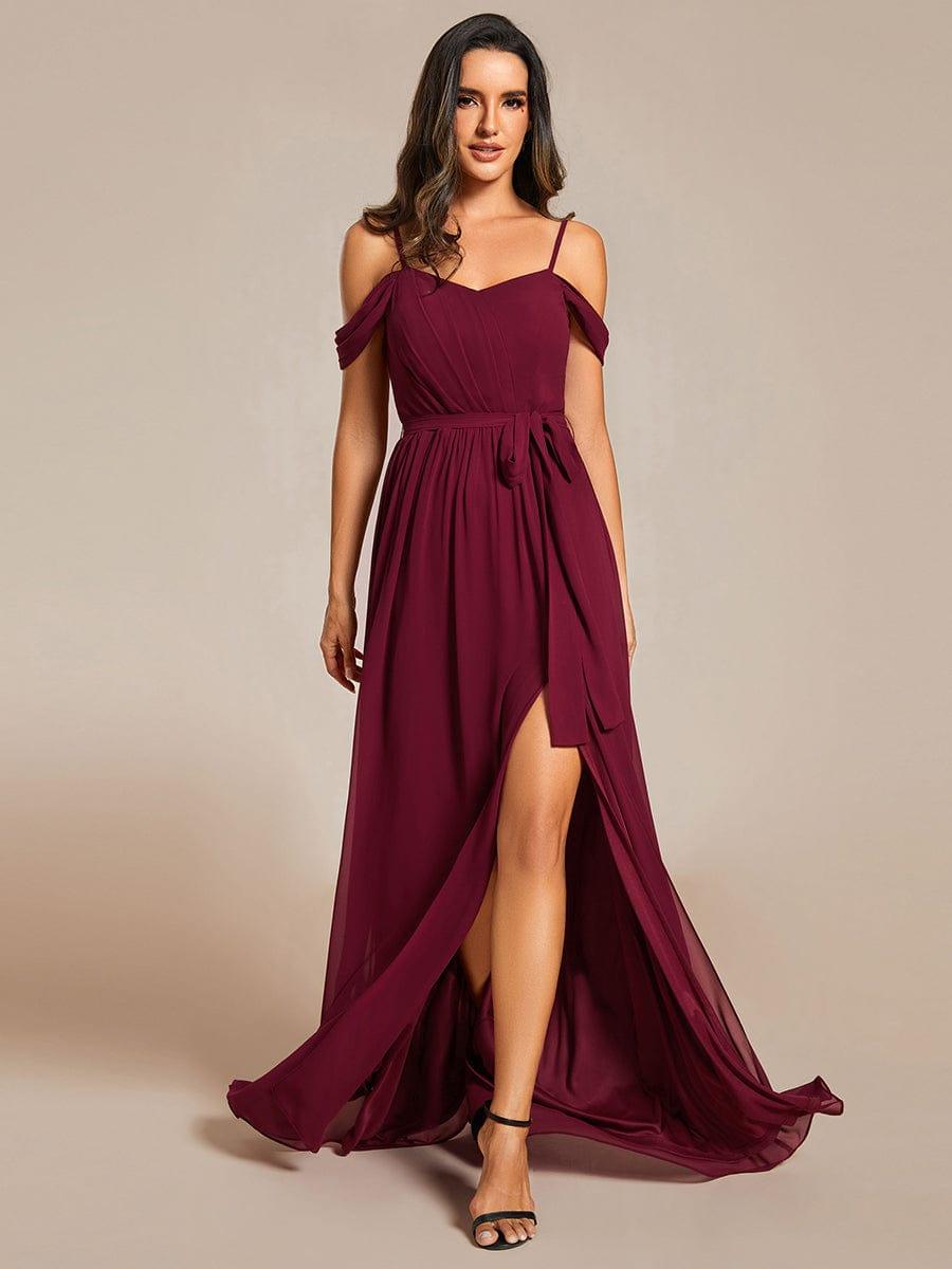 ADA|Sweetheart Neckline Cold Shoulder Chiffon Bridesmaid Dress