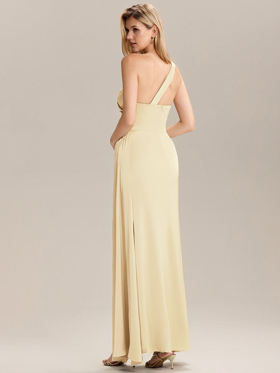 ARLENNA|Flowing Ribbons Pleated Satin Sleeveless Bridesmaid Dress