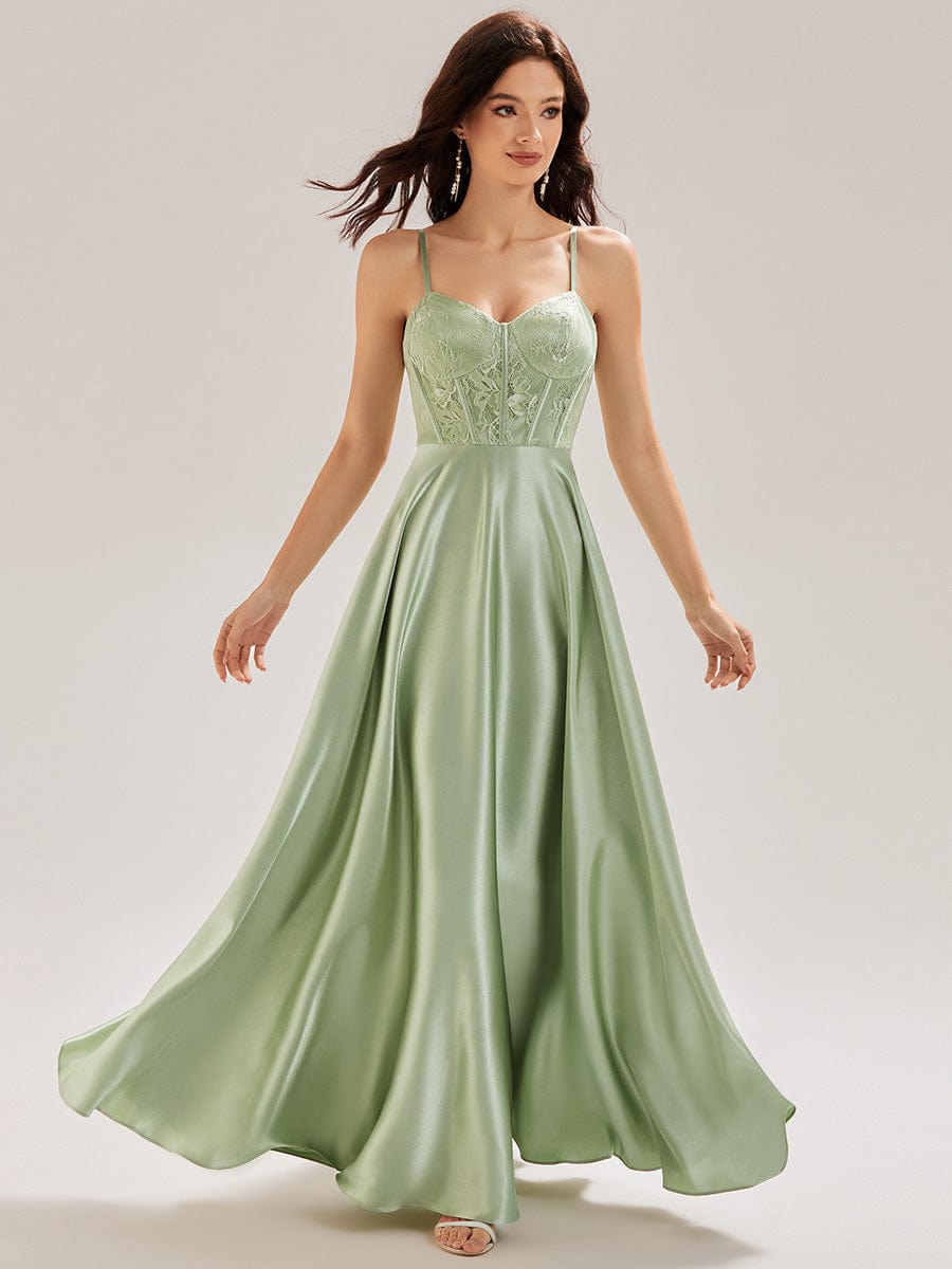 TRISH|Satin Sleeveless A-Line Maxi Bridesmaid Dress