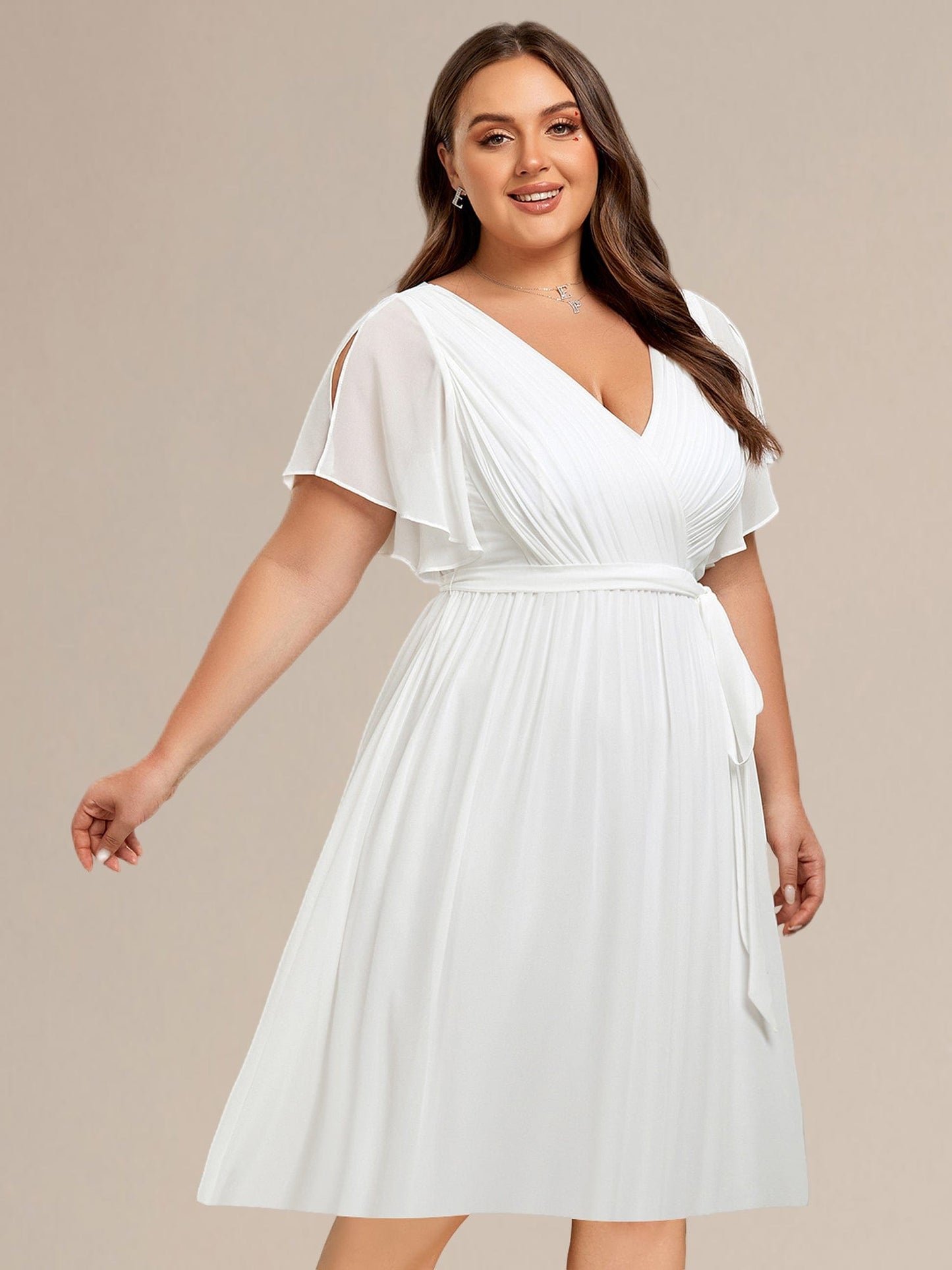pretty HARLOW|Plus Size Tie-Waist Bridesmaid Dress