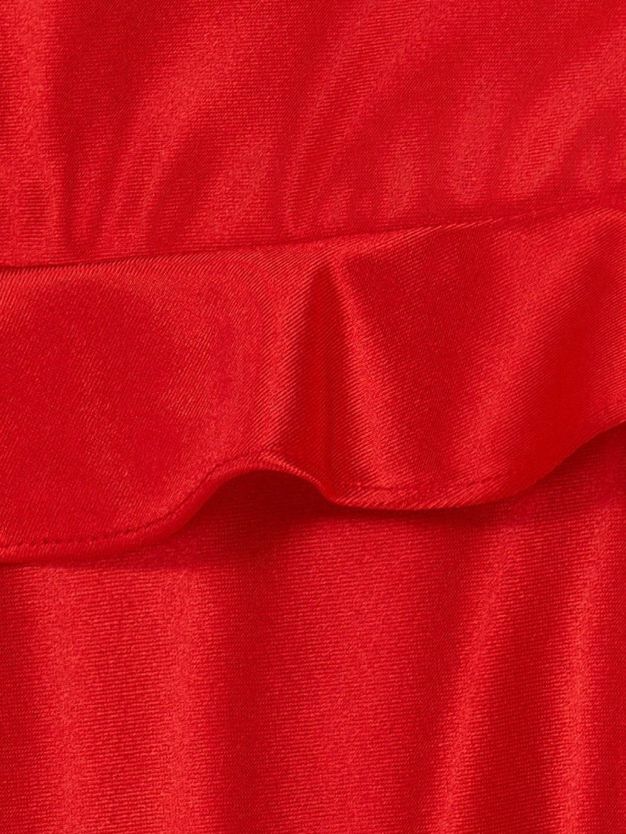 Junelle | Red - Sweetheart Satin Ruffles Short Homecoming & Cocktail Dresses