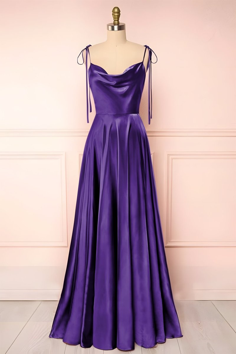 Sweet A-line Cowl Neck Silk Long Prom Dress