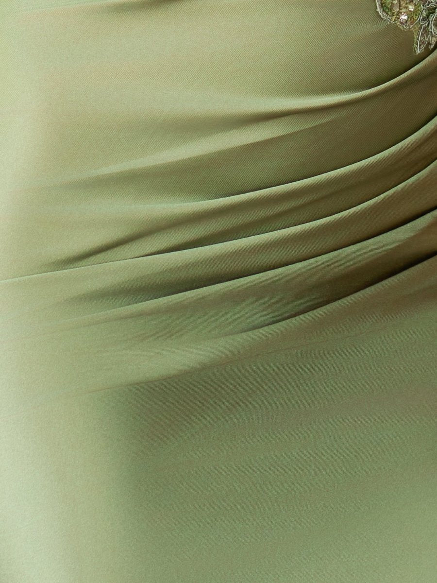 Vira | Sage - Bodycon Satin Sequined Corset Mini Party Dresses with Lace Appliques