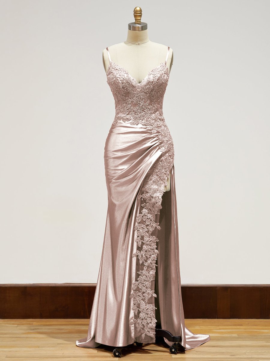 Beatrice | Sheath Black Long Appliques Prom Dress