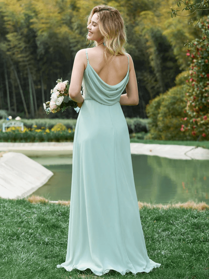 NOVA|Criss-Cross V-Neck Chiffon Backless A-Line Bridesmaid Dress