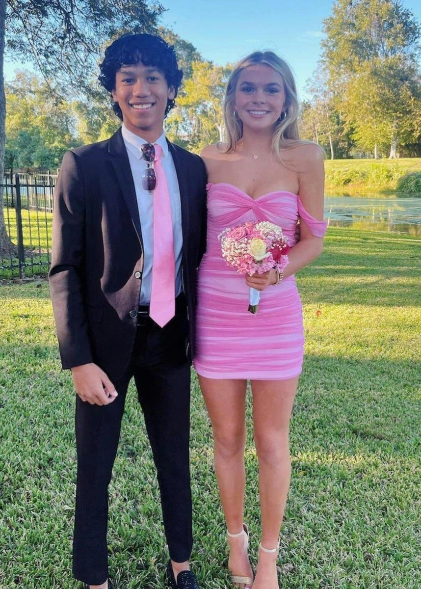 Anette | Pink - Off The Shoulder Tulle Short Homecoming & Cocktail Dresses