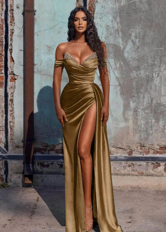 Adelaide | Mermaid Satin Long Prom Dress with Slit