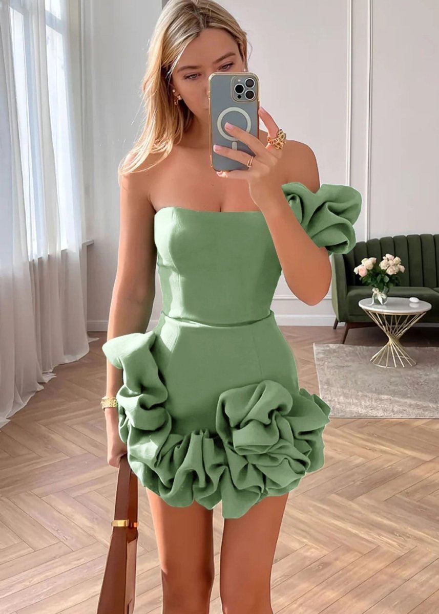 Ireka | Strapless Bodycon Homecoming Dress With Ruffles