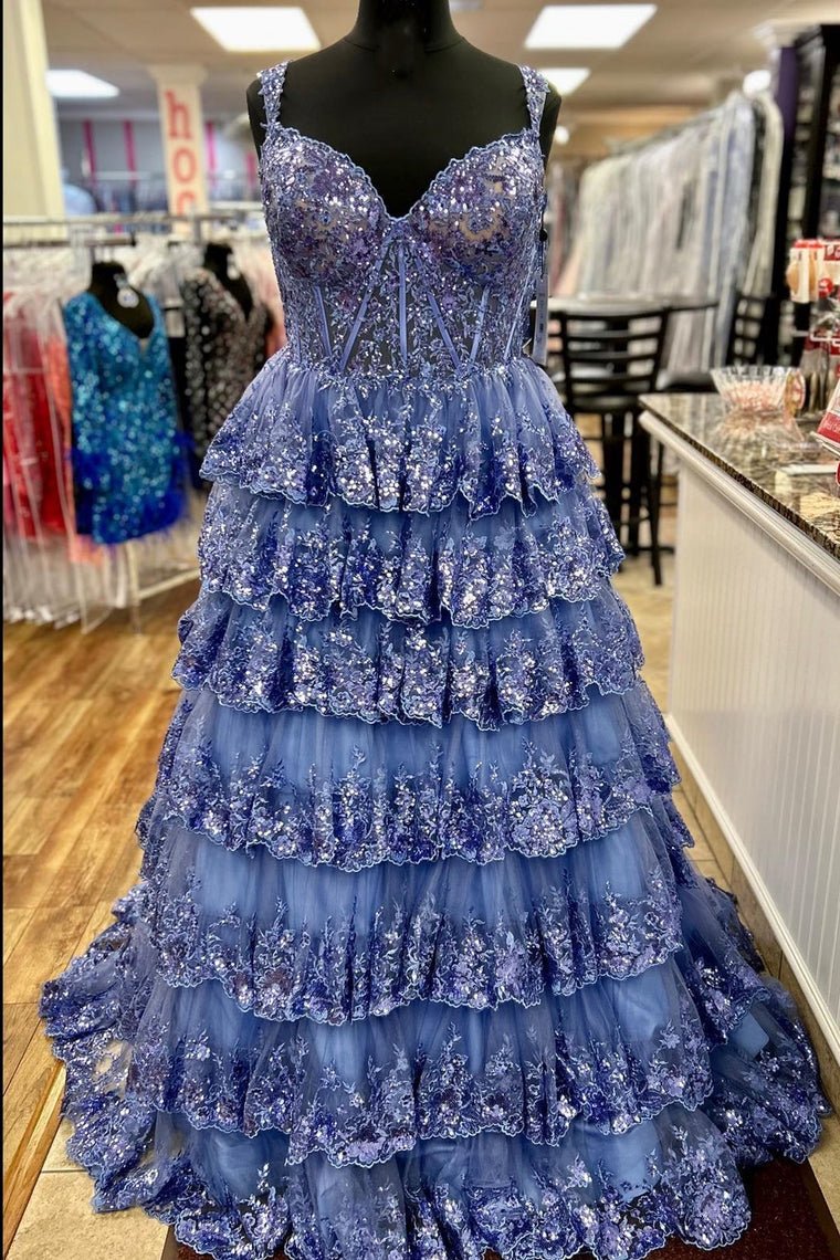 Leona |Princess Off the Shoulder Sequined Lace Prom Dress