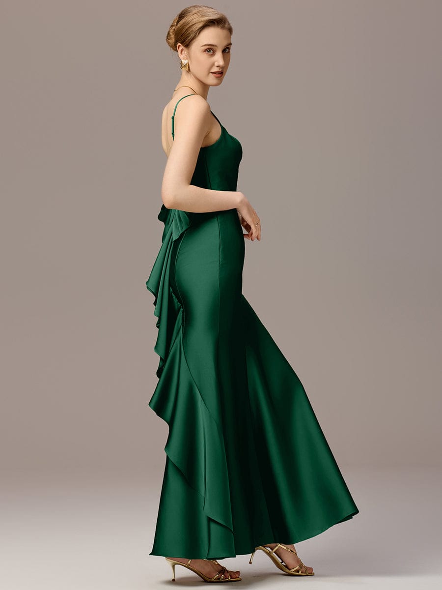 AVELIA|Mermaid Bow Stretch Satin Maxi Bridesmaid Dress