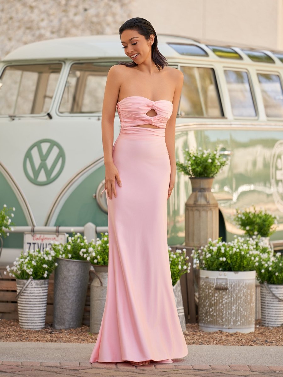 Tinble | Strapless Aqua Blue Sheath Long Prom Dresses