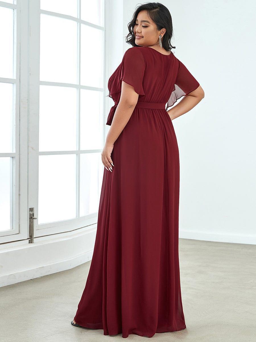LEORA|Flowy Pleated A-Line Chiffon Tie-Waist Bridesmaid Dress