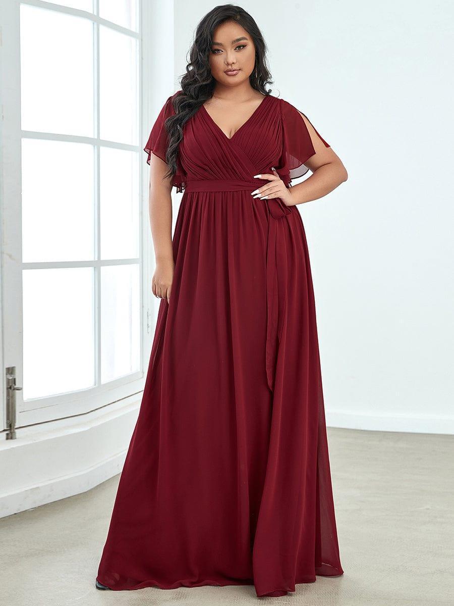 LEORA|Flowy Pleated A-Line Chiffon Tie-Waist Bridesmaid Dress