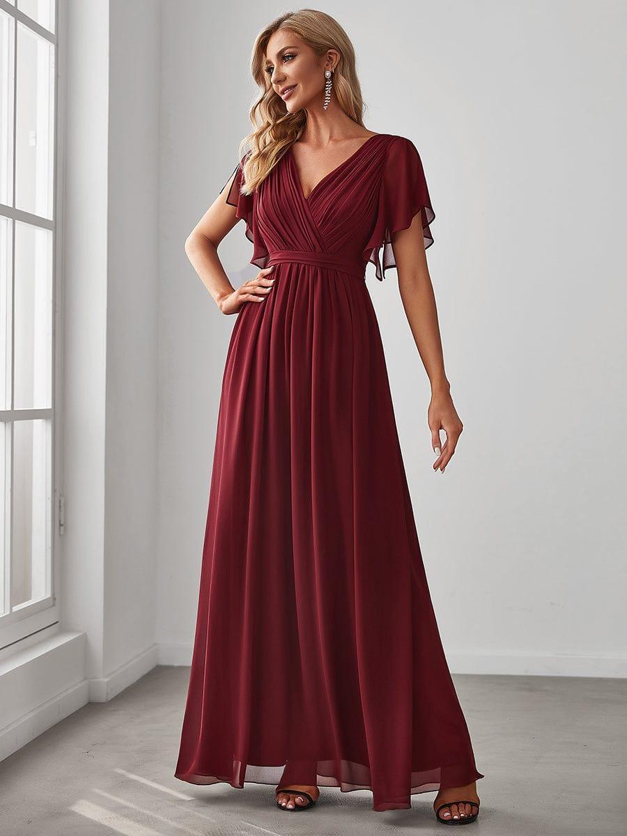 LEORA|Flowy Pleated A-Line Chiffon Tie-Waist Bridesmaid Dress