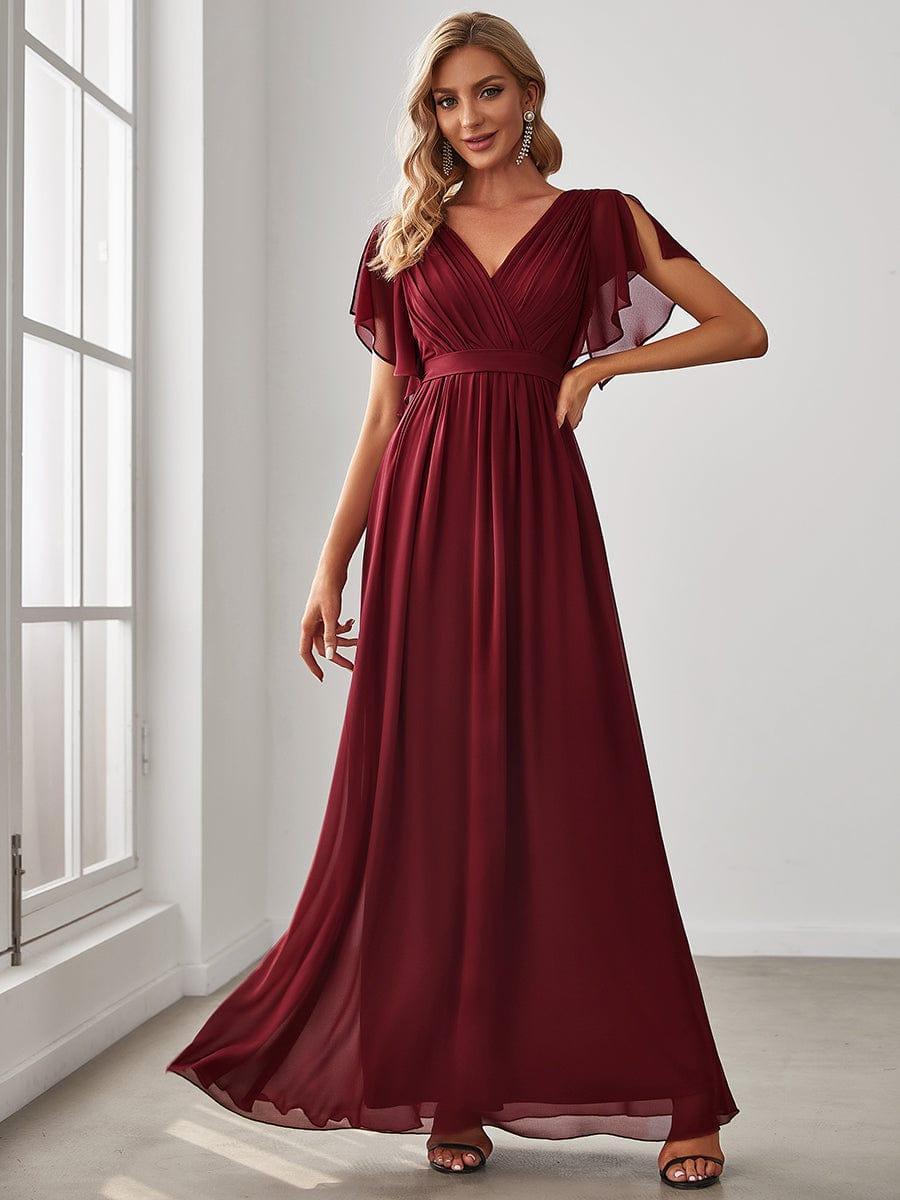 LEORA|Flowy Pleated A-Line Chiffon Tie-Waist Bridesmaid Dress