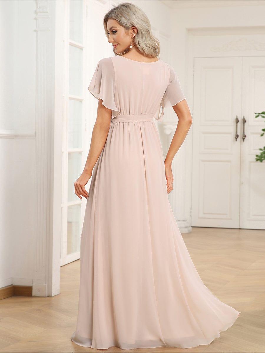 LEORA|Flowy Pleated A-Line Chiffon Tie-Waist Bridesmaid Dress