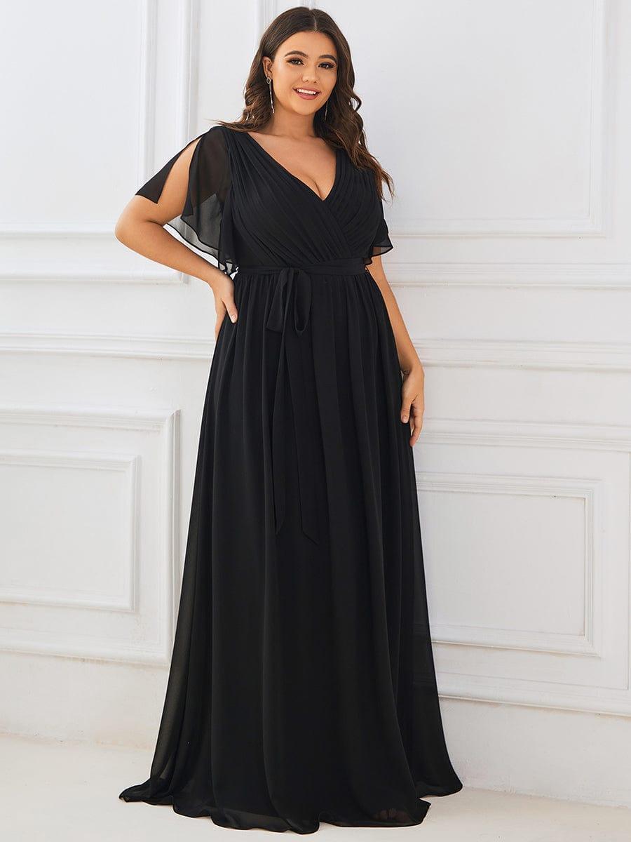 LEORA|Flowy Pleated A-Line Chiffon Tie-Waist Bridesmaid Dress