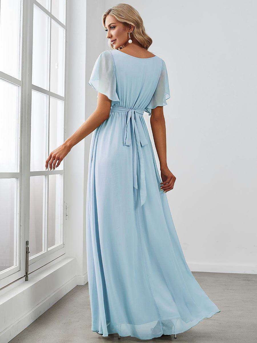 LEORA|Flowy Pleated A-Line Chiffon Tie-Waist Bridesmaid Dress