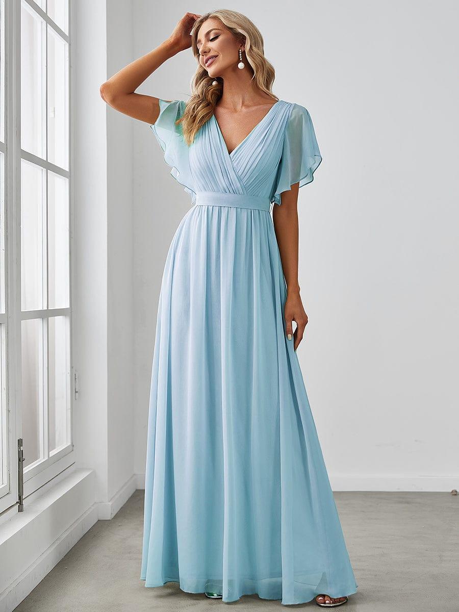 LEORA|Flowy Pleated A-Line Chiffon Tie-Waist Bridesmaid Dress