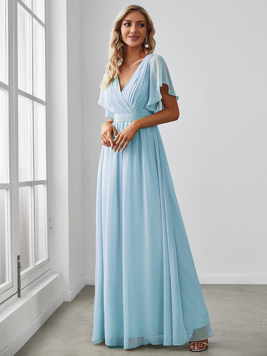 LEORA|Flowy Pleated A-Line Chiffon Tie-Waist Bridesmaid Dress