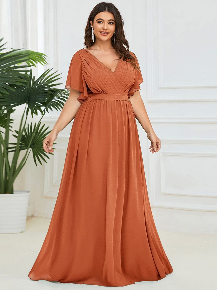 LEORA|Flowy Pleated A-Line Chiffon Tie-Waist Bridesmaid Dress