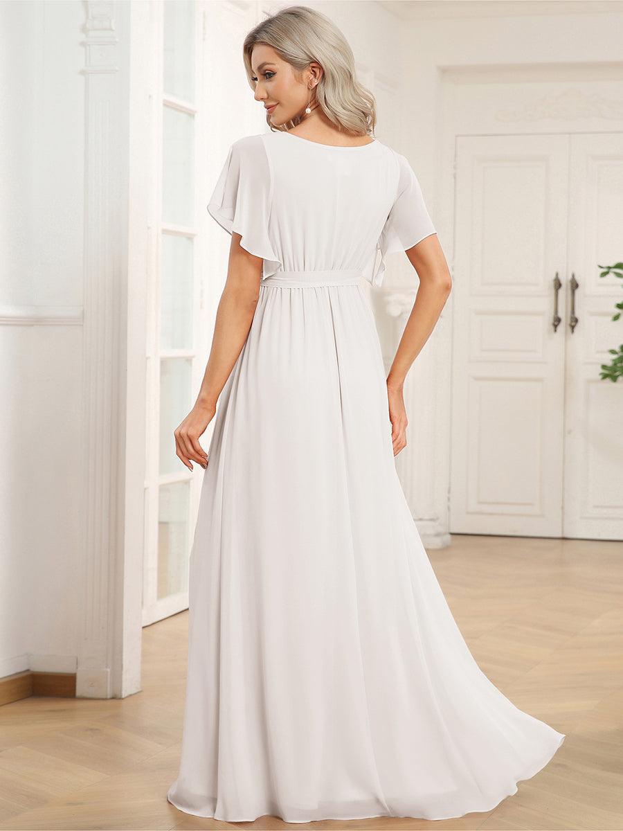 LEORA|A-Line Pleated Chiffon Tie-Waist Bridesmaid Dress