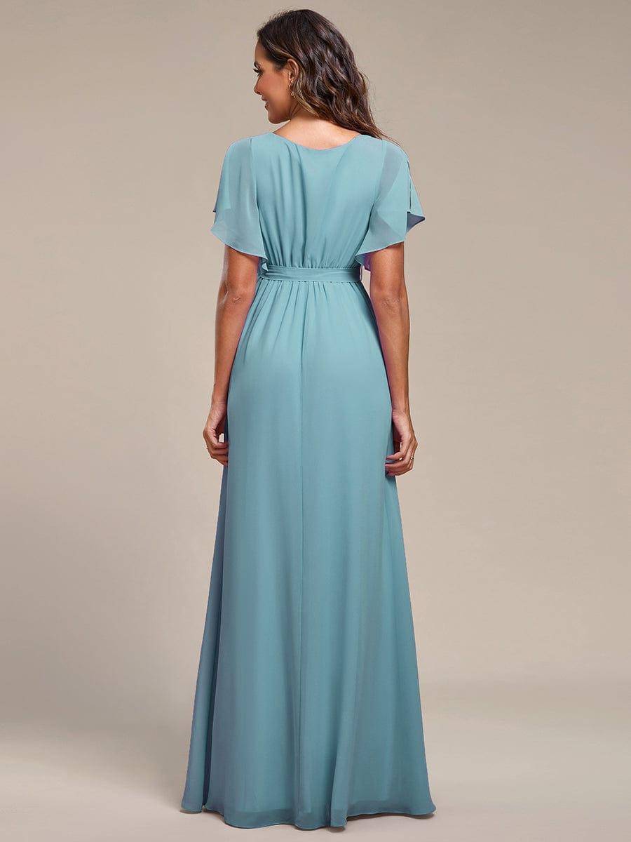 LEORA|Flowy Pleated A-Line Chiffon Tie-Waist Bridesmaid Dress