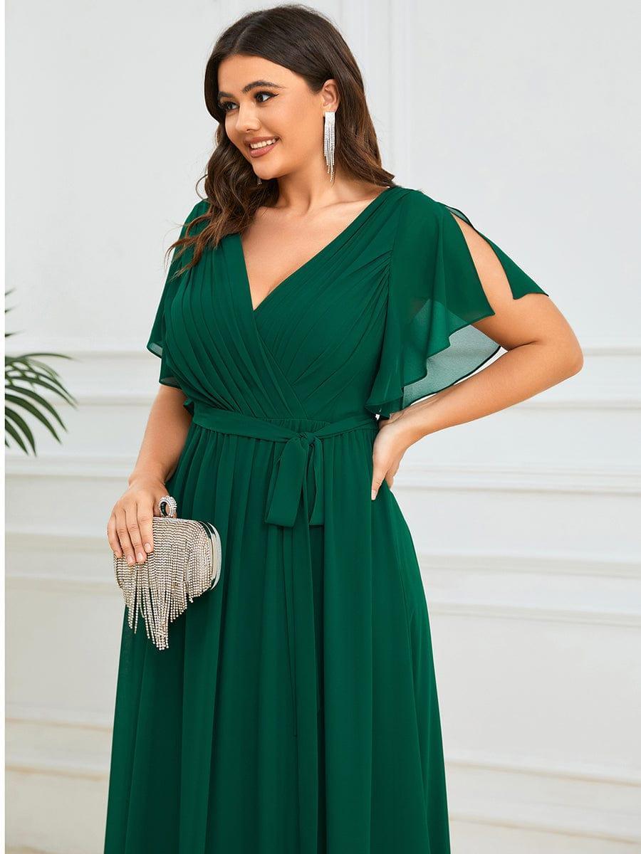 LEORA|Flowy Pleated A-Line Chiffon Tie-Waist Bridesmaid Dress