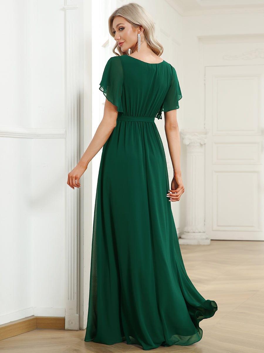 LEORA|Flowy Pleated A-Line Chiffon Tie-Waist Bridesmaid Dress