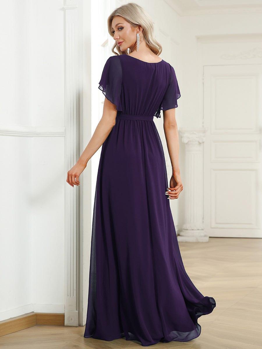 LEORA|Flowy Pleated A-Line Chiffon Tie-Waist Bridesmaid Dress