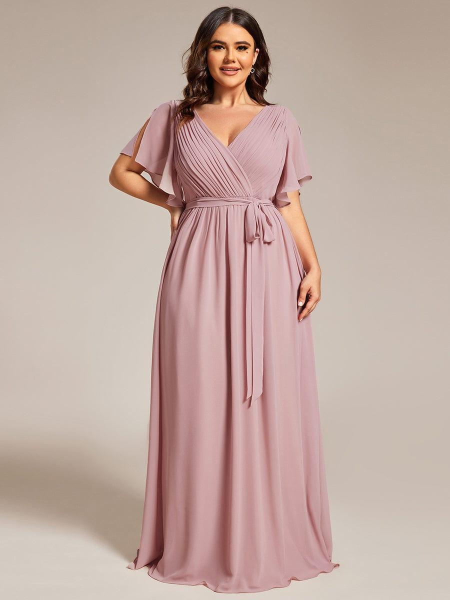 LEORA|Flowy Pleated A-Line Chiffon Tie-Waist Bridesmaid Dress