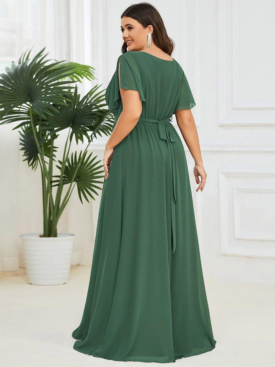 LEORA|Flowy Pleated A-Line Chiffon Tie-Waist Bridesmaid Dress