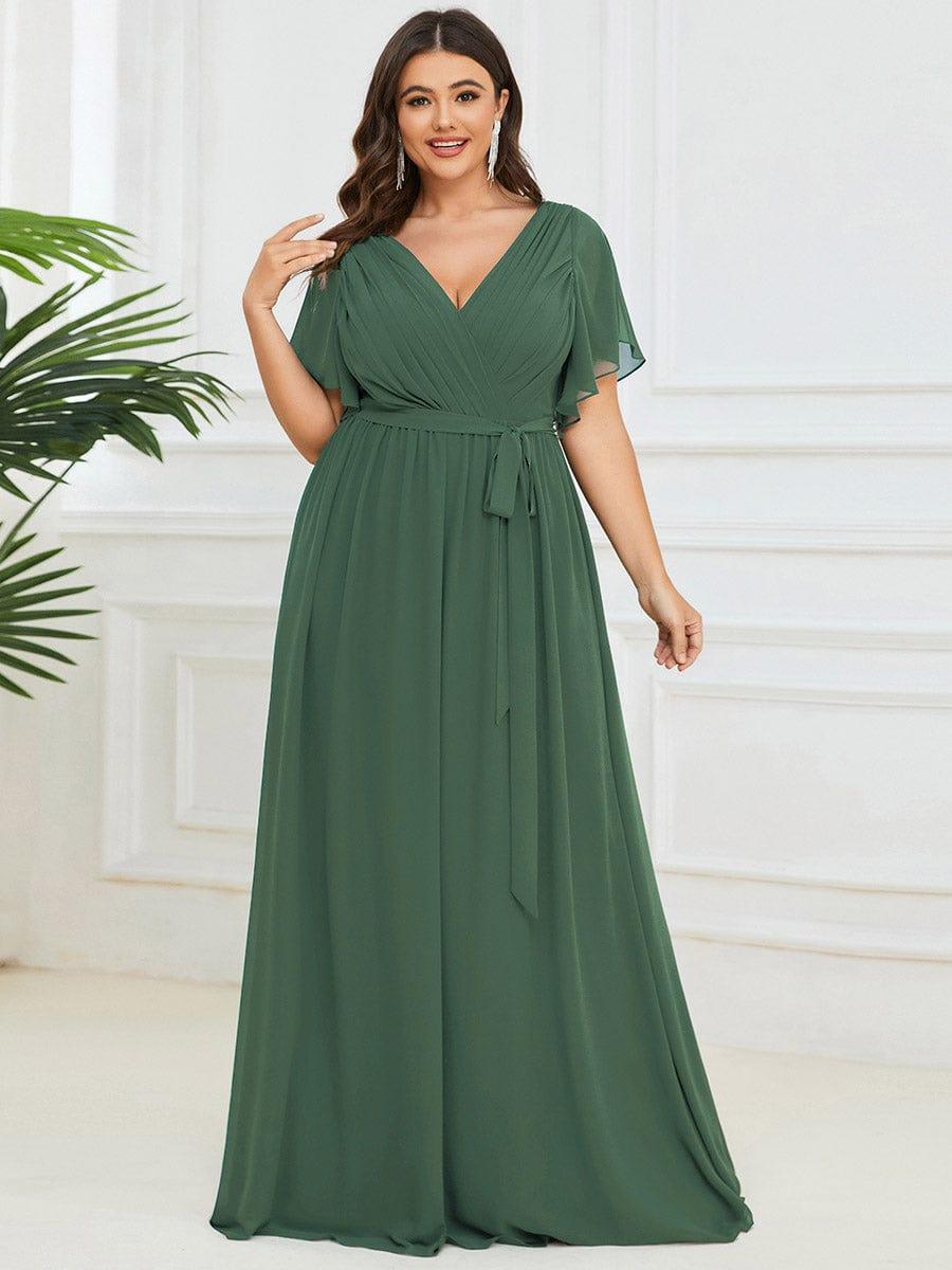 LEORA|Flowy Pleated A-Line Chiffon Tie-Waist Bridesmaid Dress