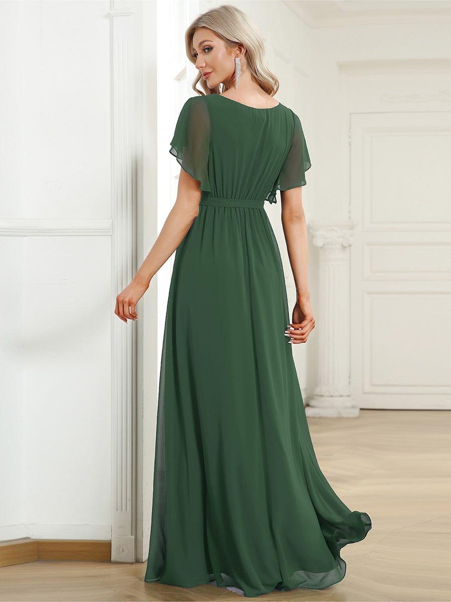 LEORA|Flowy Pleated A-Line Chiffon Tie-Waist Bridesmaid Dress