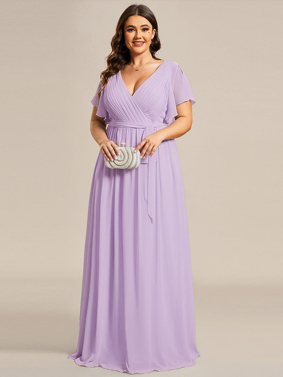 LEORA|A-Line Pleated Chiffon Tie-Waist Bridesmaid Dress