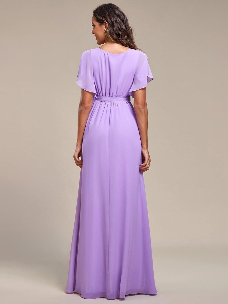 LEORA|Flowy Pleated A-Line Chiffon Tie-Waist Bridesmaid Dress