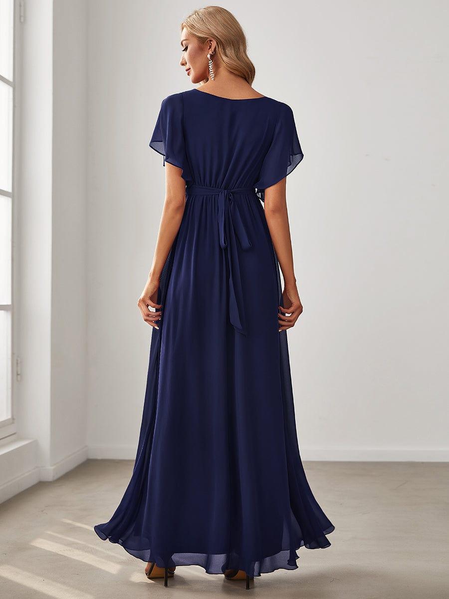 LEORA|Flowy Pleated A-Line Chiffon Tie-Waist Bridesmaid Dress