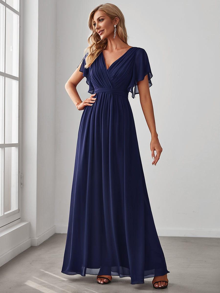 LEORA|Flowy Pleated A-Line Chiffon Tie-Waist Bridesmaid Dress