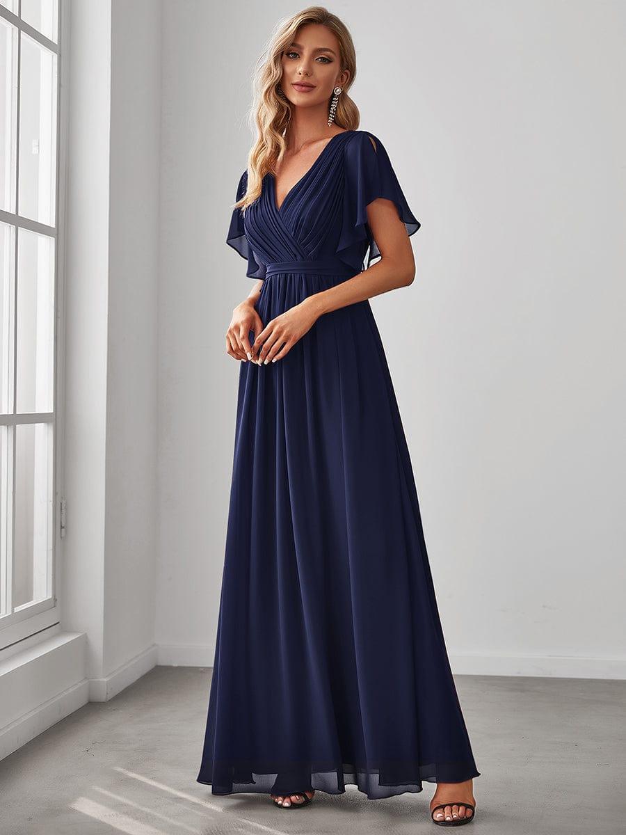 LEORA|Flowy Pleated A-Line Chiffon Tie-Waist Bridesmaid Dress