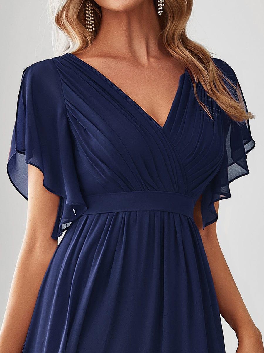 LEORA|Flowy Pleated A-Line Chiffon Tie-Waist Bridesmaid Dress
