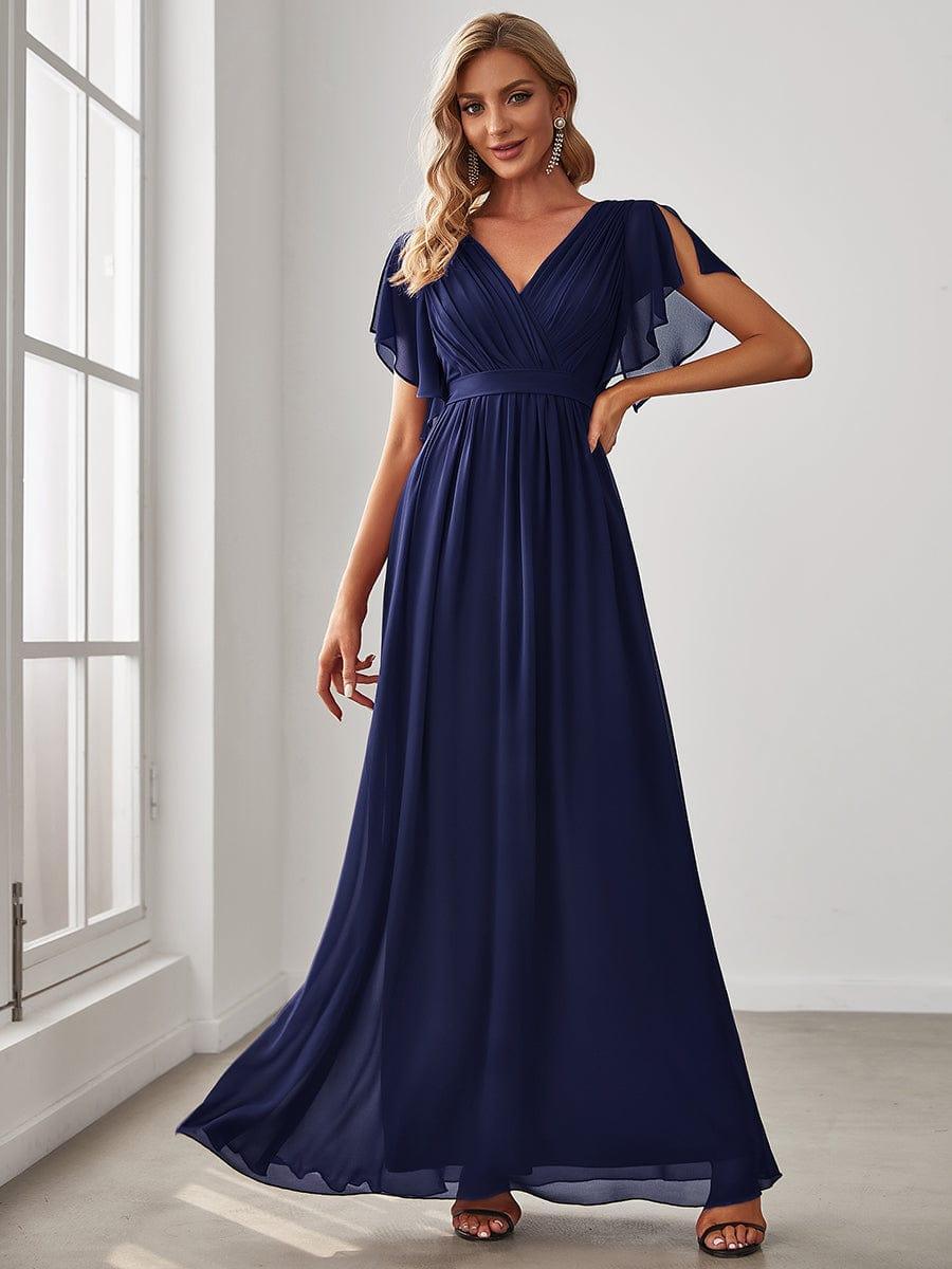 LEORA|Flowy Pleated A-Line Chiffon Tie-Waist Bridesmaid Dress