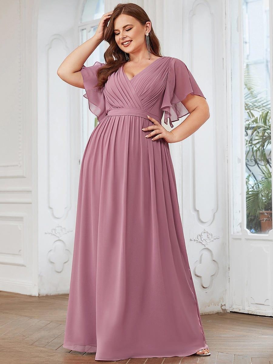 LEORA|Flowy Pleated A-Line Chiffon Tie-Waist Bridesmaid Dress