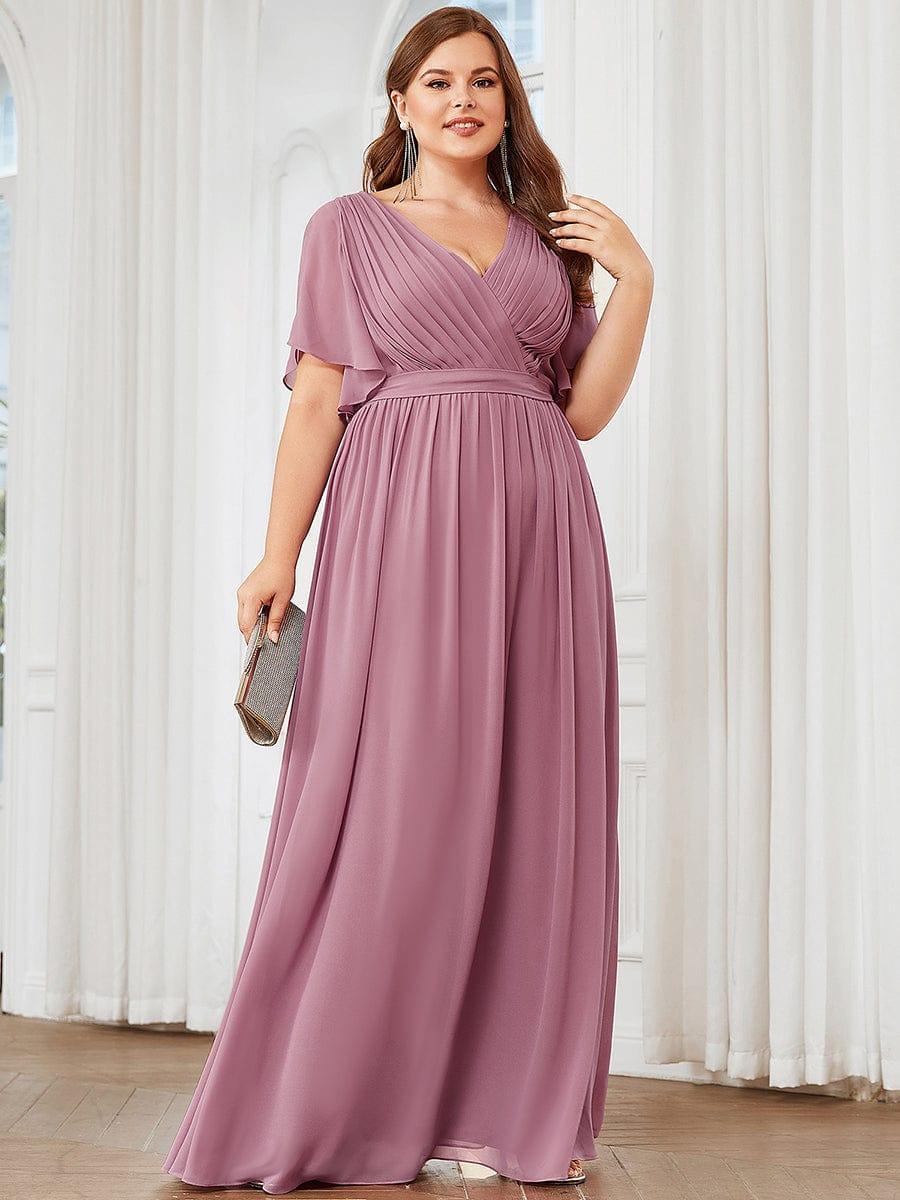 LEORA|Flowy Pleated A-Line Chiffon Tie-Waist Bridesmaid Dress