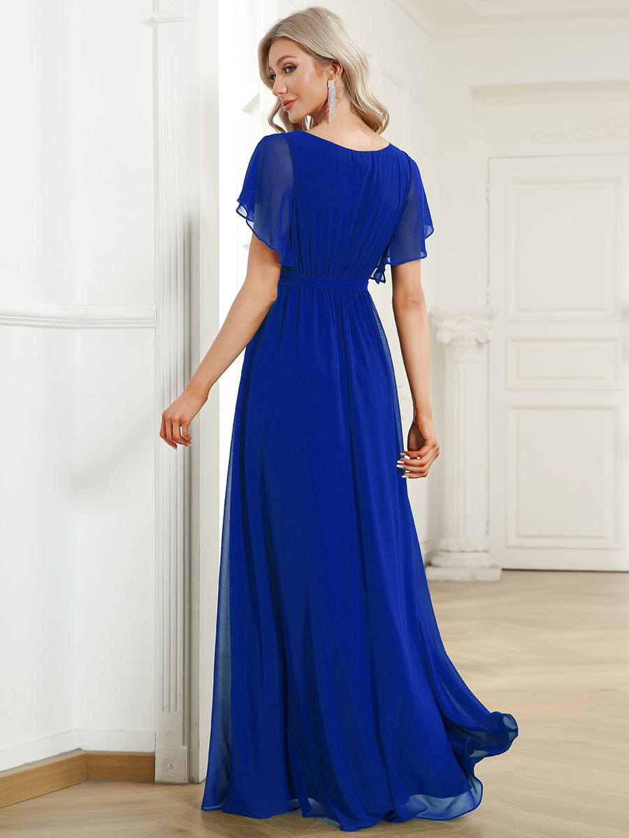 LEORA|A-Line Pleated Chiffon Tie-Waist Bridesmaid Dress