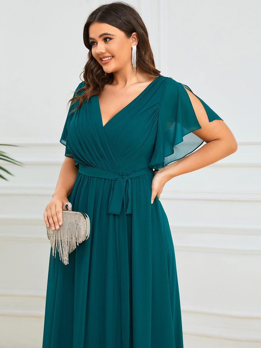 LEORA|Flowy Pleated A-Line Chiffon Tie-Waist Bridesmaid Dress