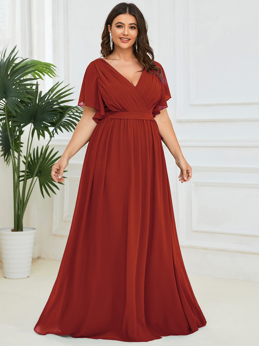 LEORA|A-Line Pleated Chiffon Tie-Waist Bridesmaid Dress