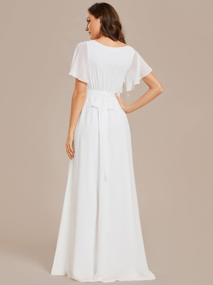 LEORA|Flowy Pleated A-Line Chiffon Tie-Waist Bridesmaid Dress