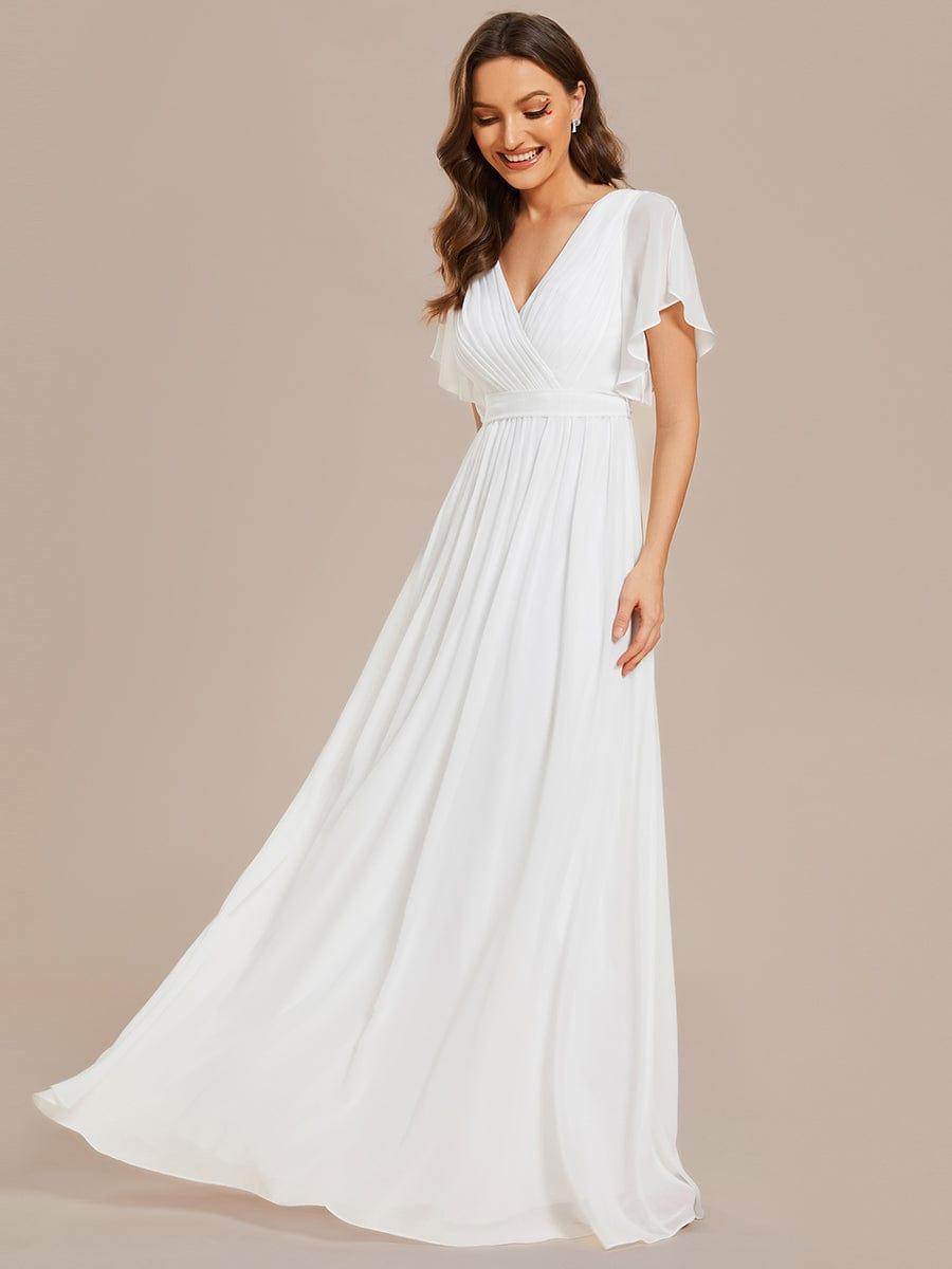 LEORA|Flowy Pleated A-Line Chiffon Tie-Waist Bridesmaid Dress