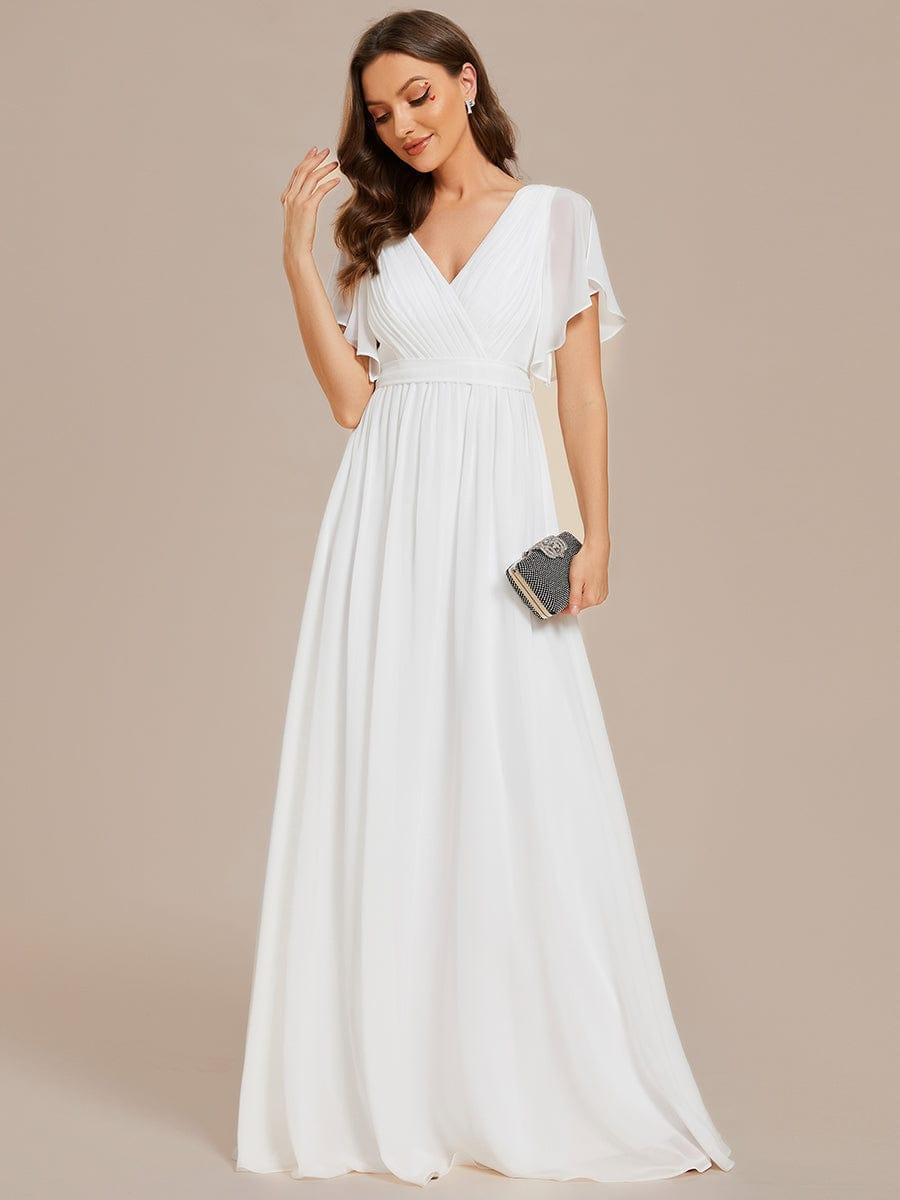 LEORA|Flowy Pleated A-Line Chiffon Tie-Waist Bridesmaid Dress